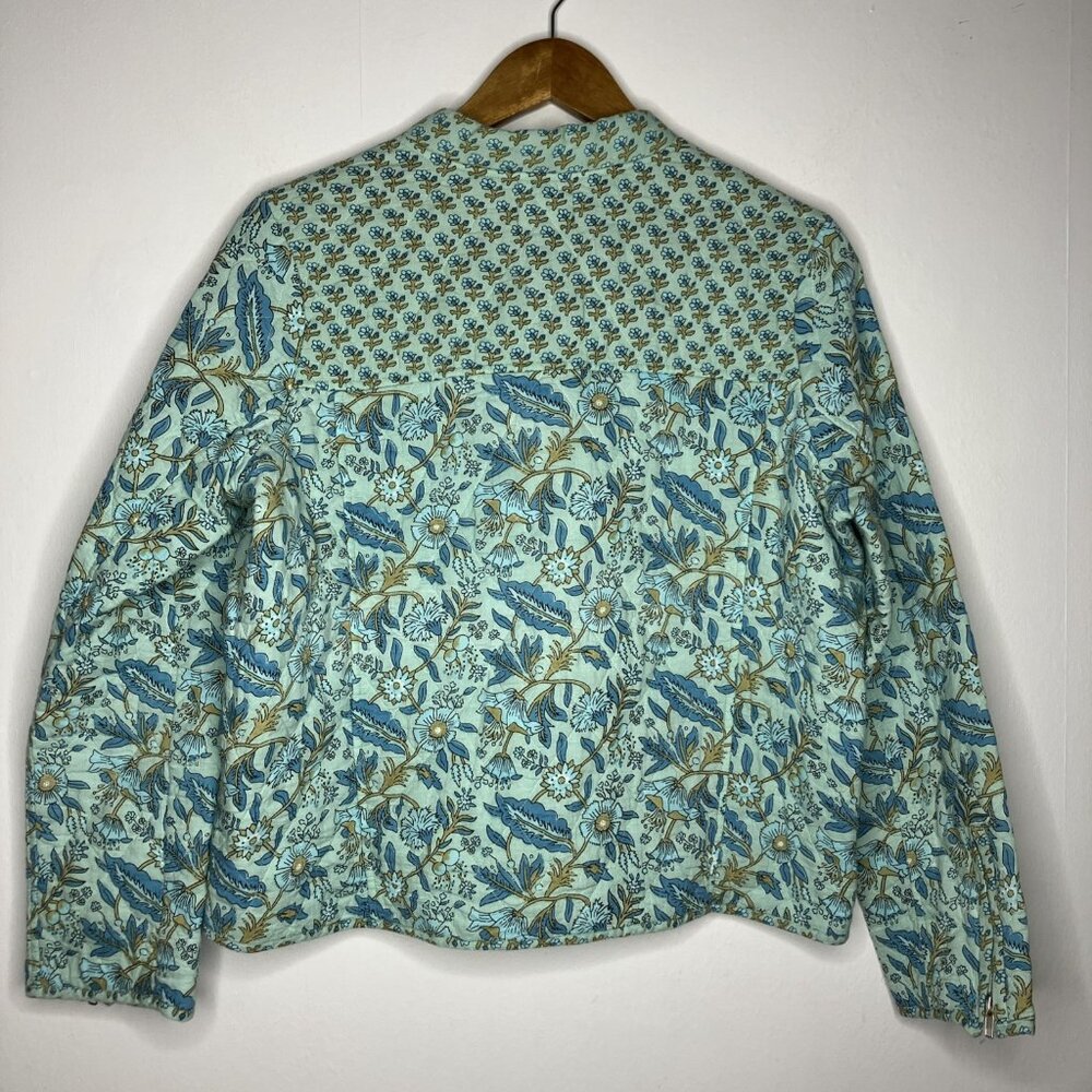 Anthropologie dRA Los Angeles Quilted Jacket Large Blue Floral Cottagecore - Picture 8 of 11